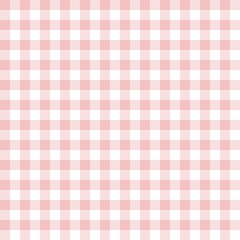 Baby pink gingham seamless pattern with soft checkered squares