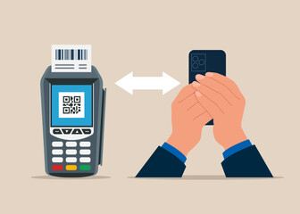 Dataphone electronic payment. Flat vector illustration