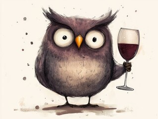 Cute angry cow drinks wine from glass. colored pencil drawing of funny animal on white background. Creative animal concept. Isolated on backdrop, commercial. digital art, faceted, minimal	