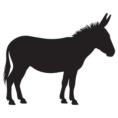 Majestic Donkey Silhouette Elegant Black Animal Profile Farm Animal Vector Illustration