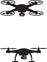 Drone Technology Top View and Bottom View Silhouettes for Design Projects