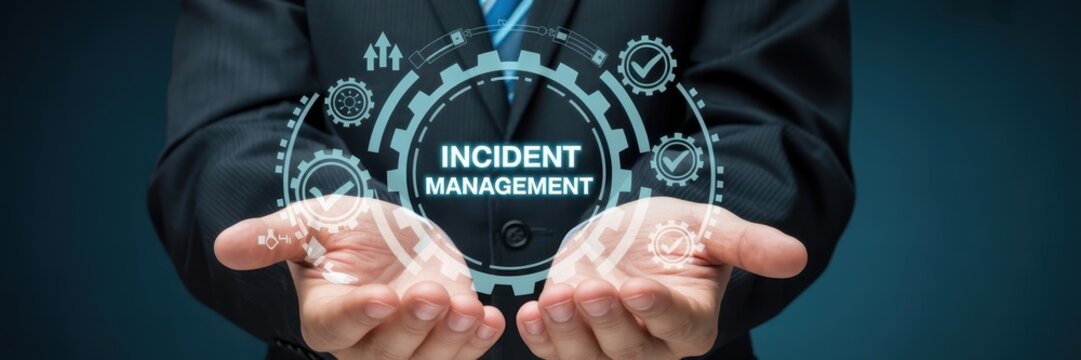 Business hands present incident management concept.