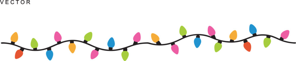 Christmas Lights vector design, Colorful Christmas Lights String Decoration, Christmas Lights Illustration