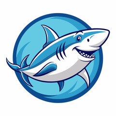 Obraz premium In ocean Great White Shark line art on white background