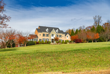 large country house. The colors of autumn in the Washington Suburbs.