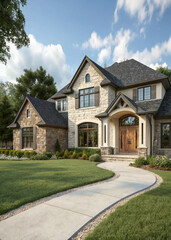 house on the hill, a white home with a green lawn