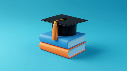 Graduation Cap on Books – 3D Education Icon