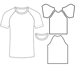 Basic half sleeve T shirt   vector illustration template design	

