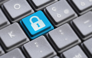 Computer Data And Online Security Padlock Icon Pc Key Cybersecurity Concept