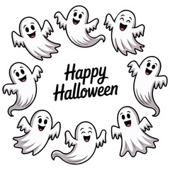 Happy Halloween ghost white vector isolated white background