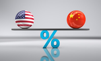 USA China Import Export Tariffs Trading Balance Global Trade And Economy Concept