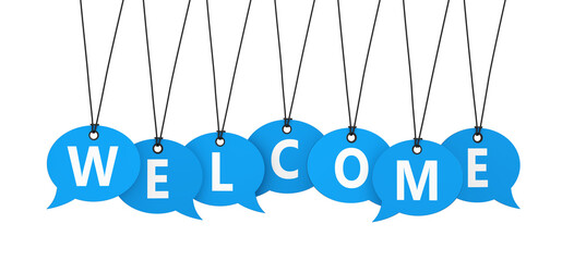 Welcome Sign Paper Speech Bubbles Tags Welcoming Concept