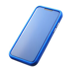 Blue smartphone in protective case isolated on transparent background
