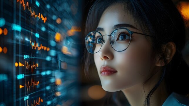 Futuristic portrait of an Asian doctor using augmented reality medical data