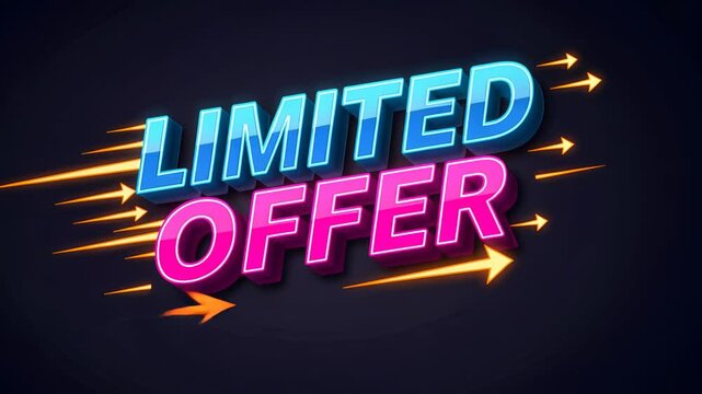Dynamic neon limited offer animation with speedy motion elements in bold colors