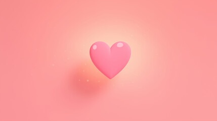 glowing 3d heart on soft pink background, illustartion perfect for valentine&rsquo;s day cards, romantic designs, love-themed social media posts, or wedding invitations