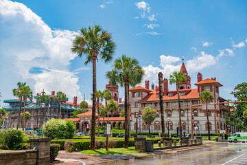 Ancient buildings with Spanish architecture. downtown in St. Augustine the oldest European town in America