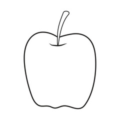 Simple Apple Outline Vector | Black and White Apple Clipart for Coloring, Design & Education