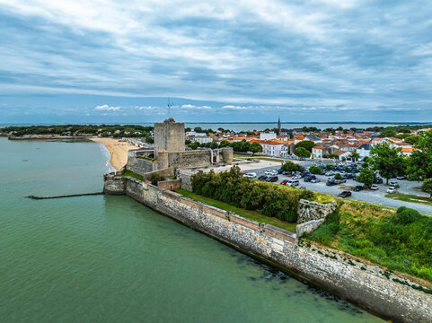 Fouras from a drone, Fouras-les-Bains, Charente-Maritime, Nouvelle-Aquitaine, France, Europe