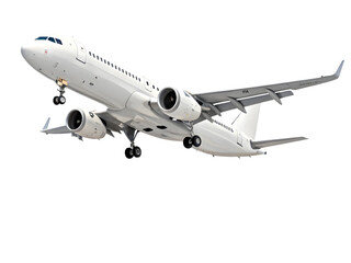 airplane in flight isolated on white background