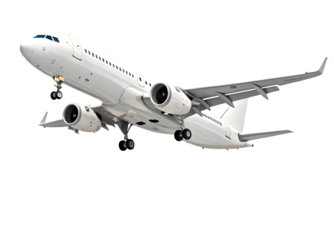 airplane in flight isolated on white background