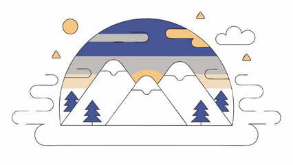 Naklejka premium Minimalist Mountain Landscape Illustration