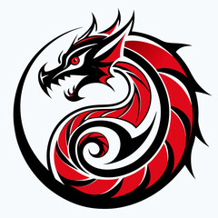 Tribal dragon tattoo vector design illustration with vintage black swirl elementsTribal dragon tattoo vector design illustration with vintage black swirl elements