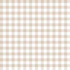 Soft beige gingham seamless pattern with minimal checkered grid layout