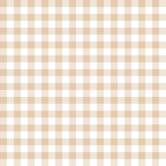 Sand gingham seamless pattern with beige check grid and classic repeat