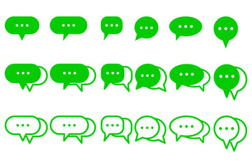 Chat speech bubble design icon set,Chat Message Bubbles icon, Communication icons, Talk bubble, dialog, green color.Vector illustration design.