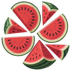 Red juicy watermelon slice vector isolated white background
