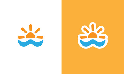 Obraz premium Minimalist Sunrise and Wave Logo Design