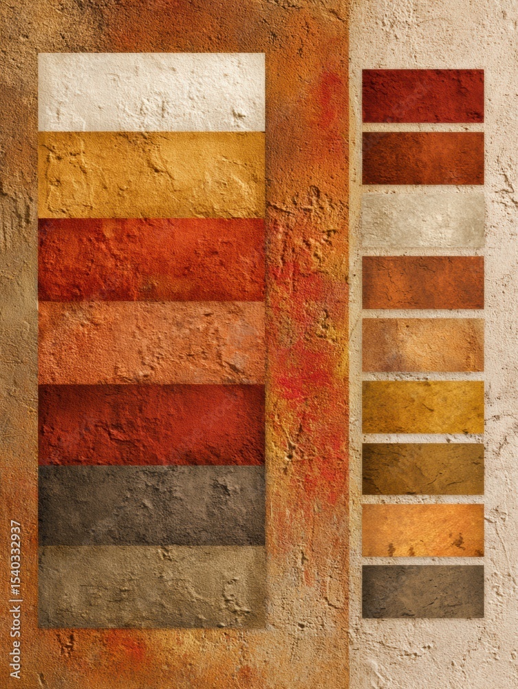 Poster retro textured chart featuring warm fall palette and grain patterns showcasing earthy tones in a sty