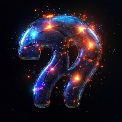 Glowing Intricate Abstract Shape with Sparkles and Detailed Circuitry