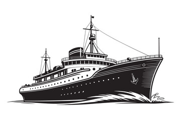 Fototapeta premium Ship line art black color (2).eps