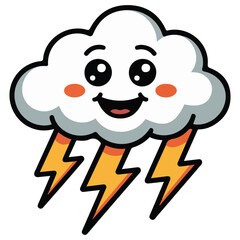 Kawaii weather elements set vector isolated white background