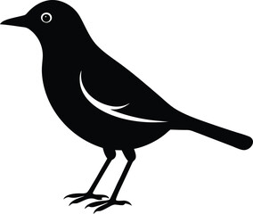 Blue Whistling Thrush silhouette vector art illustration and minimal black and white design