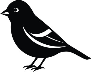 Finch silhouette vector art illustration and minimal black and white design