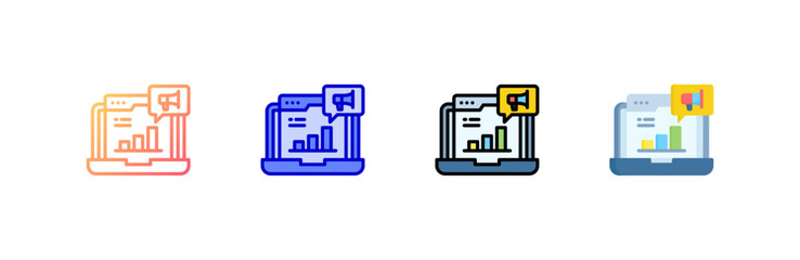 Statistics icon set multiple style collection