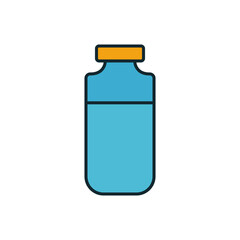 Minimalist Pharmaceutical Container Icon in Blue and Orange Color Scheme with Bold Outline