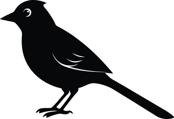 Red Vented Bulbul Bird silhouette vector art illustration and minimal black and white design