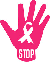 Fototapeta premium Pink Hand with Ribbon Stop Breast Cancer Awareness