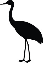 Sandhill Crane silhouette vector art illustration and minimal black and white design