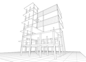 building frame concept 3d illustration
