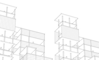 building frame concept 3d illustration