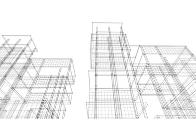 building frame concept 3d illustration