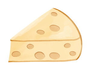 Watercolor cheese illustration in hand painted style for food design, kitchen prints and culinary decoration