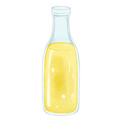 lemonade. Watercolor summer drink in a bottle. Holiday party coctail. Summertime element.
