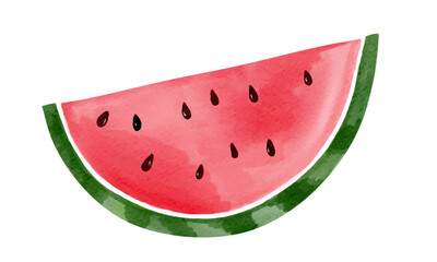 Watercolor watermelon slice. Summertime element.