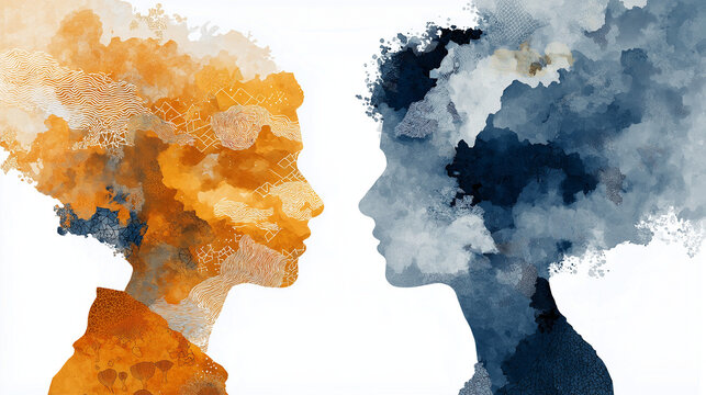 Flat design illustration of left and right brain concept
